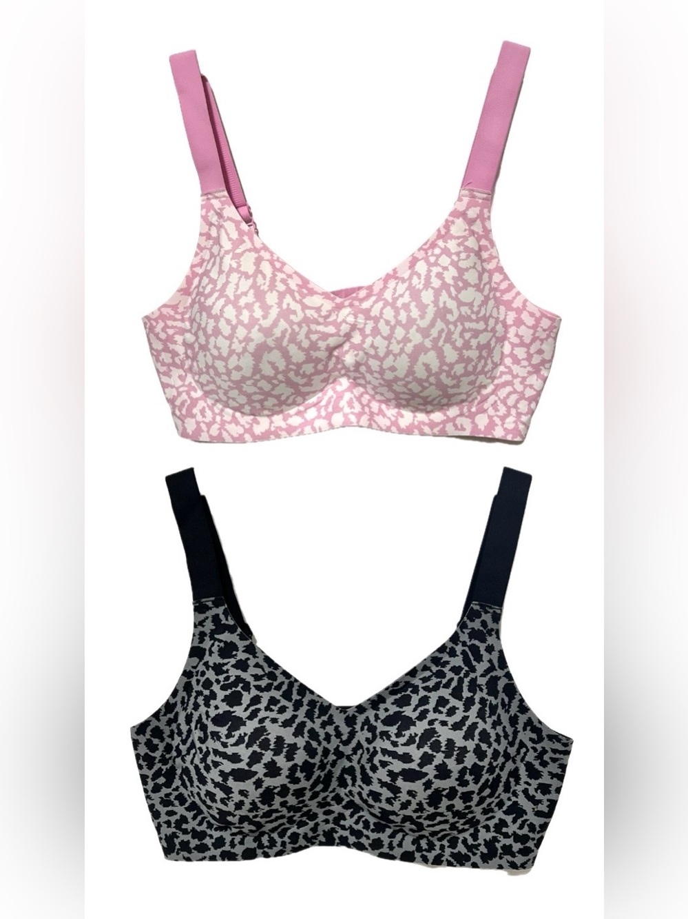 Printed Wireless Comfort Bra - Pink & Black